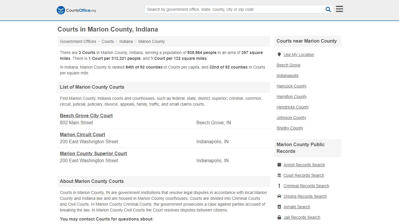 Courts - Marion County, IN (Court Records & Calendars)